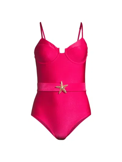 Patbo Women's Starfish Belted One-piece Swimsuit In Cerise