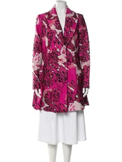 Pre-owned Patbo Wool Floral Print Evening Jacket In Pink