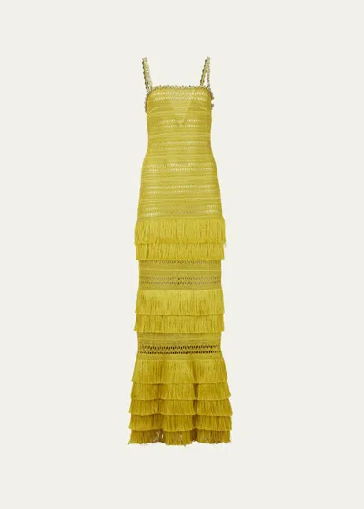 Patbo Woven Fringe Maxi Dress In Absinthe | ModeSens