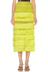 Patbo Woven Fringe Midi Skirt In Yellow