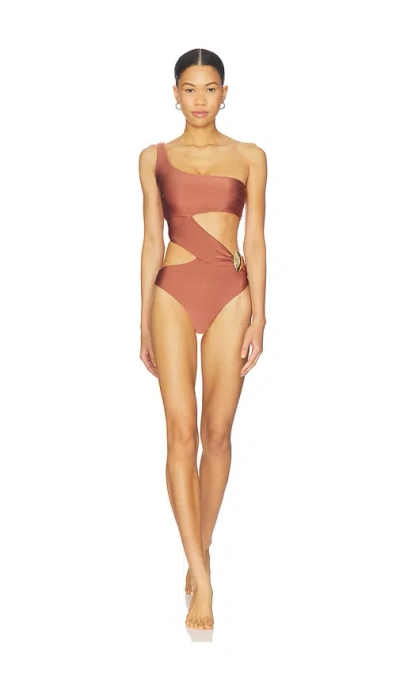 Patbo X Camila Coelho Golden Lune Bodysuit In Brown