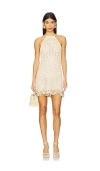 Patbo Camila Coelho Mesh Mini Dress Off White In Ivory