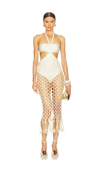 Patbo X Camila Coelho White Gold Beach Dress In 米白