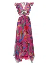 Patbo Zamia Ruffled Floral Maxi Dress In Pink
