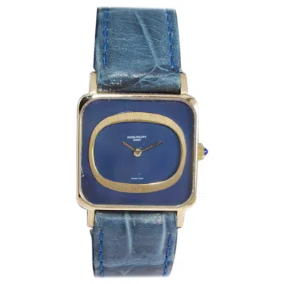 Pre-owned Patek Philippe 18 Karat Gold Dress Style With Original Blue Dial, Circa 1990