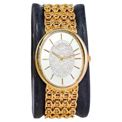 Pre-owned Patek Philippe 18 Karat Gold Men's Bracelet Watch With Gold Dial, From 1973 In Multi