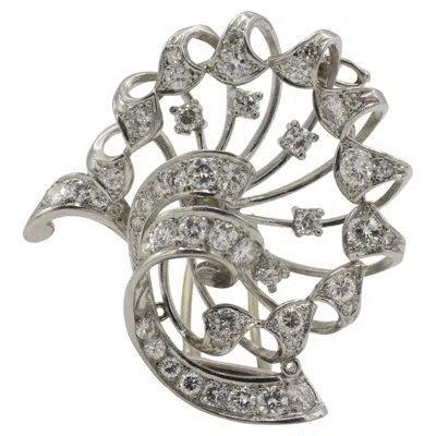 Pre-owned Patek Philippe 18 Karat White Gold Natural Diamond Brooch Pin