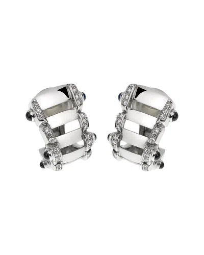 Pre-owned Patek Philippe 18k 1.06 Ct. Tw. Diamond & Sapphire Earrings (authentic Pre-loved) In Silver