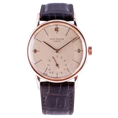 Pre-owned Patek Philippe 18kt. Rose Gold Late Art Deco Round Original Dial From 1940s In Red