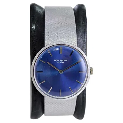 Pre-owned Patek Philippe 18kt. White Gold With Original Bracelet And Blue Dial, 1970's