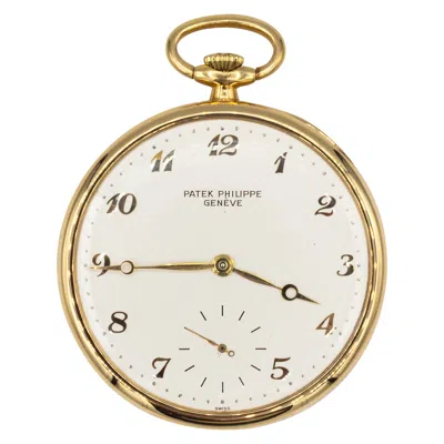 Pre-owned Patek Philippe 1950s Yellow 18k Gold Open Face Pocket Watch