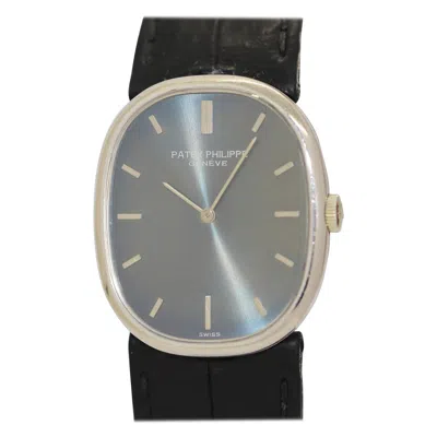 Pre-owned Patek Philippe 1970's  Golden Ellipse D‘or White Gold Blue Dial Ref. 3848