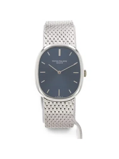 Pre-owned Patek Philippe 1970s Ellipse 32mm Watch In Blue