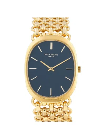 Pre-owned Patek Philippe 1970s Golden Ellipse 34mm Watch In Blue