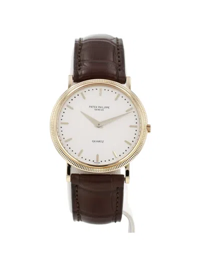 Pre-owned Patek Philippe 1980 Calatrava Clous De Paris 33mm Watch In White