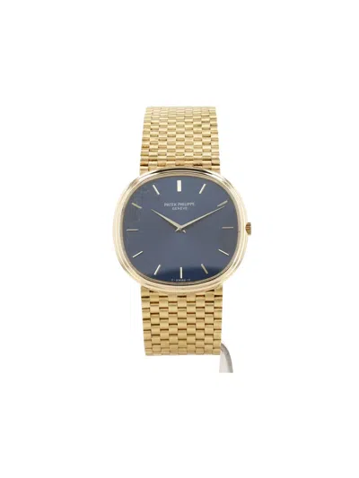 Pre-owned Patek Philippe 1980 Golden Ellipse 36mm In Blue