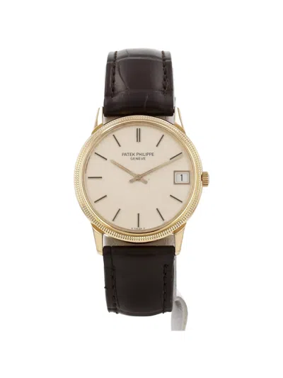 Pre-owned Patek Philippe 1980s Calatrava Clous De Paris 33mm Watch In Neutral