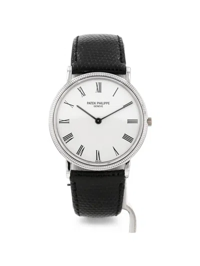 Pre-owned Patek Philippe 1980s Calatrava Clous De Paris 33mm Watch In White