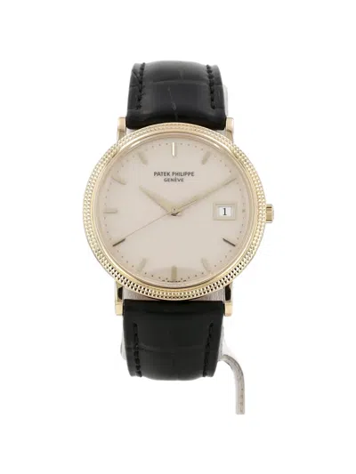 Pre-owned Patek Philippe 1990s Calatrava Clous De Paris 33mm Watch In Neutrals