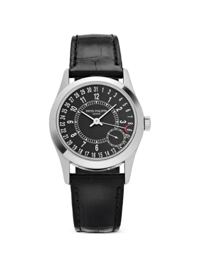 Pre-owned Patek Philippe 2007 Calatrava 6000g-001 37mm Watch In Black