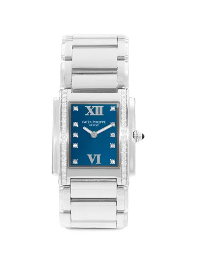 Pre-owned Patek Philippe 2015 Twenty-4 Diamond Bezel 25x30mm Watch In Blue