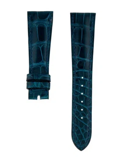 Pre-owned Patek Philippe 21mm Alligator Watch Strap In Blue
