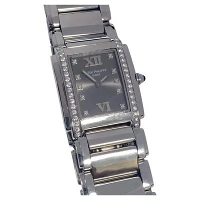 Pre-owned Patek Philippe "24" Ladies Steel And Diamond Quartz Wrist Watch In Multi