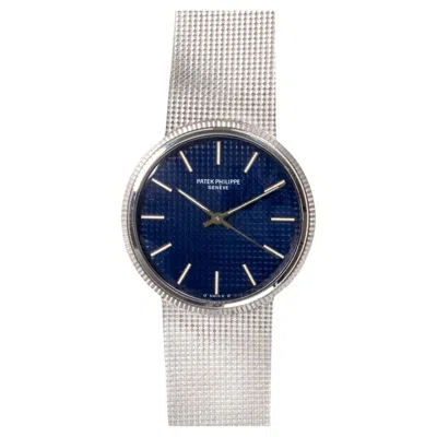 Pre-owned Patek Philippe 3569g Blue Linen Dial 18k Wg 1970s