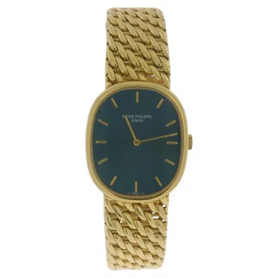 Pre-owned Patek Philippe 3848/17 Golden Ellipse 18k Yellow Gold Blue Dial Watch