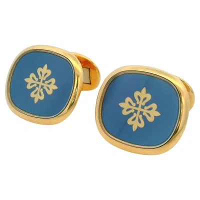 Pre-owned Patek Philippe 9002 18k Yellow Gold And Enamel Calatrava Ellipse Cufflinks