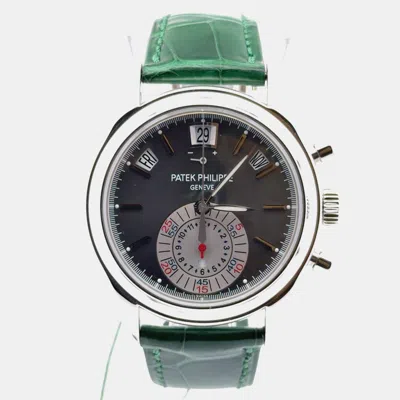 Pre-owned Patek Philippe Annual Calendar 5960p-001 Grey Platinum Automatic Men Wristwatch 38mm In Gray