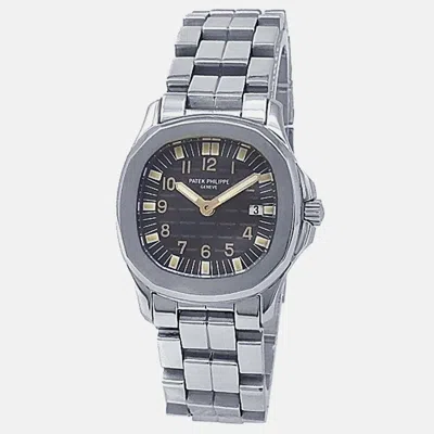 Pre-owned Patek Philippe Aquanaut 4960/1a-001 Quartz Black Dial Stainless Steel Women's Wristwatch 30 Mm