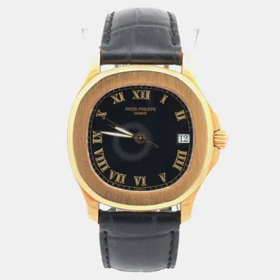 Pre-owned Patek Philippe Aquanaut 5060sj-001 Black 18k Yellow Gold Automatic Men's Watches 35mm