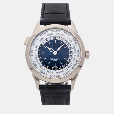 Pre-owned Patek Philippe Blue 18k White Gold Complications Automatic Men's Wristwatch 38 Mm