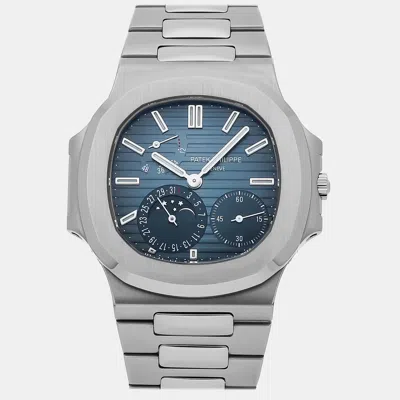 Pre-owned Patek Philippe Blue Stainless Steel Nautilus 3712/1a-001 Automatic Men's Wristwatch 42 Mm