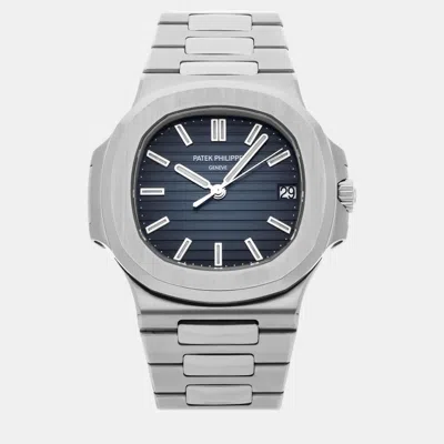 Pre-owned Patek Philippe Blue Stainless Steel Nautilus 5711/1a-001 Men's Wristwatch 40 Mm