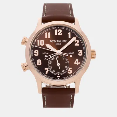 Pre-owned Patek Philippe Brown 18k Rose Gold Calatrava Automatic Men's Wristwatch 42 Mm