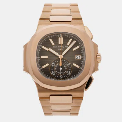 Pre-owned Patek Philippe Brown 18k Rose Gold Nautilus 5980/1r-001 Automatic Men's Wristwatch 40 Mm