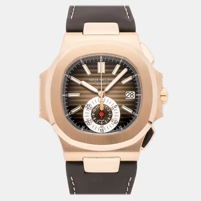 Pre-owned Patek Philippe Brown 18k Rose Gold Nautilus 5980r-001 Automatic Men's Wristwatch 40 Mm
