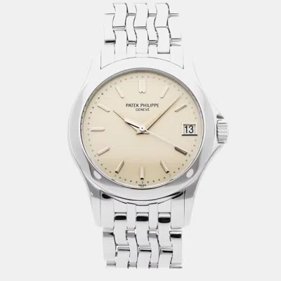Pre-owned Patek Philippe Calatrava 5107/1g-001 Silver18k White Gold Automatic Men's Watches 37mm