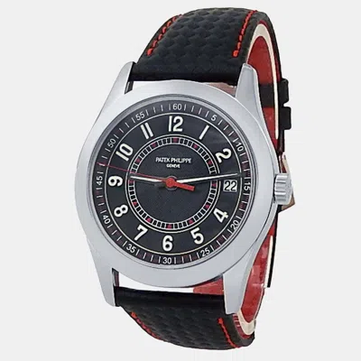 Pre-owned Patek Philippe Calatrava 6007g-010 Automatic Black 18k White Gold Men's Wristwatch 40 Mm