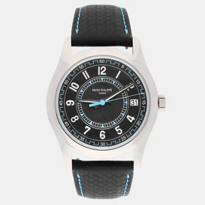 Pre-owned Patek Philippe Calatrava 6007g-011 Automatic Black 18k White Gold Men's Wristwatch 40 Mm