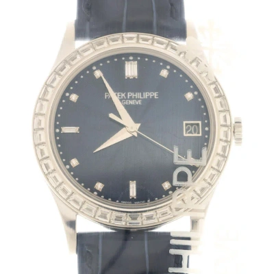 Patek Philippe Calatrava Automatic Diamond Blue Dial Unisex Watch 5298p-014 In Gray