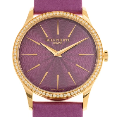 Patek Philippe Calatrava Automatic Diamond Purple Dial Ladies Watch 4997-200r-001 In Gold