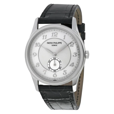Patek Philippe Calatrava Automatic Silver Grey Dial Platinum Men's Watch 5196p-001 In Black