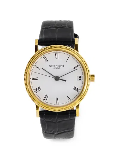 Pre-owned Patek Philippe Calatrava Clous De Paris 33mm Watch In White