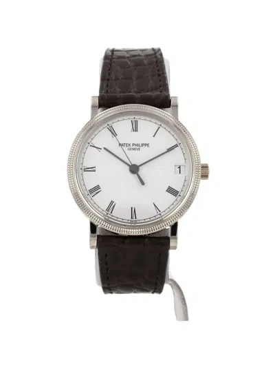 Pre-owned Patek Philippe Calatrava Clous De Paris 33mm Watch In White