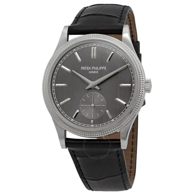 Patek Philippe Calatrava Hand Wind Grey Dial Men's Watch 6119g-001 In Black / Gold / Gold Tone / Grey / White