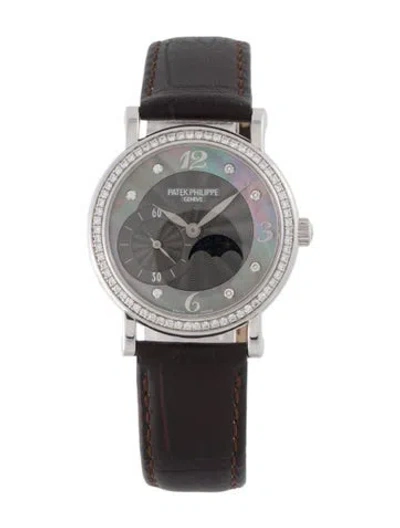 Pre-owned Patek Philippe Calatrava Moon Phase Watch In Multi