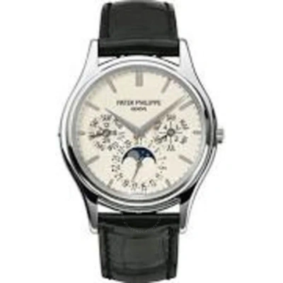 Patek Philippe Calatrava Perpetual Calendar 18kt White Gold Men's Watch 5140g In Black